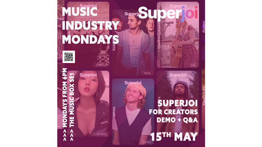 Music Industry Mondays returns this week – music and influencer creator platform Superjoi are special guests and you wanna come down to meet them!