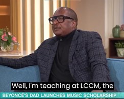 Dr. Mathew Knowles discussing his scholarship with LCCM on This Morning 